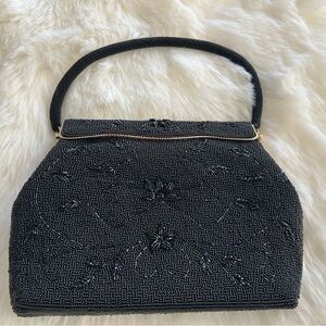 Black Beaded Purse with gold trim Holiday